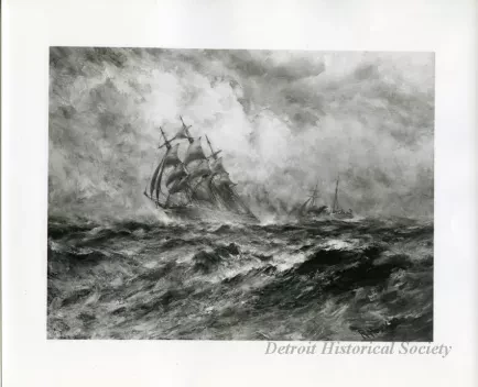 Print, Photographic - Sailing Ship in a Heavy Sea - Photo of Robert Hopkin Painting 'Sailing Ship in a Heavy Sea'