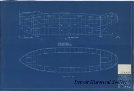 Blueprint - 40 Foot Steel Work Launch, 
Shell Expansion: Main Deck Plating
for U. S. Lake Survey Office, Detroit, Michigan