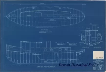 Blueprint - 40 Foot Steel Work Launch, 
Structural Plan for 
U. S. Lake Survey Office, Detroit, Michigan