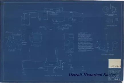 Blueprint - 40 Foot Steel Work Launch, 
Piping-Wiring Plan 
for U. S. Lake Survey Office, Detroit, Michigan