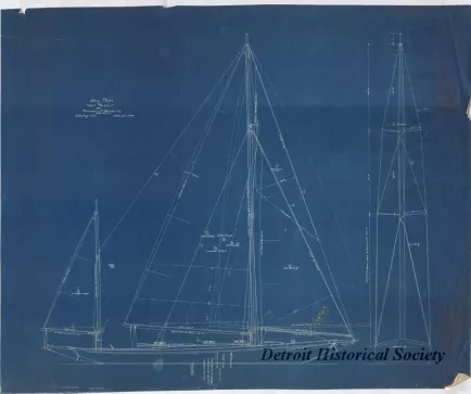 Blueprint - Sail Plan of Yacht Trident
