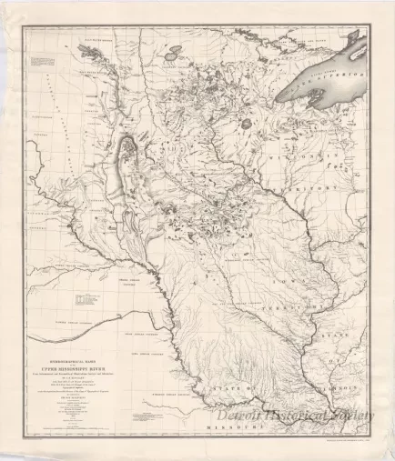 Map - Hydrological Basin of the Upper Mississippi River 
From Astronomical and Barometrical Observations, Surveys, and Information