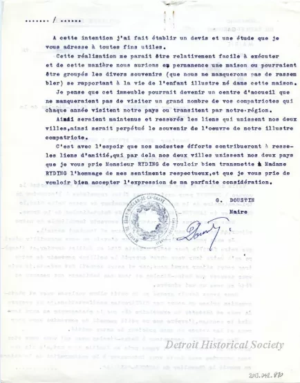 Letter - Departement Du Tarn-Et-Garonne,
Mairie de St-Nicolas de la Grave