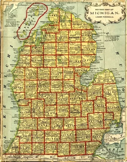 Map - Revised Map of Michigan. Lower Peninsula.