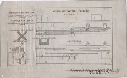 Drawing, Technical - Survey of N. and N.W. Lakes, 
Standards of Length