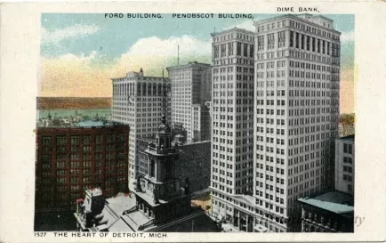 Postcard - The Heart of Detroit, Mich.