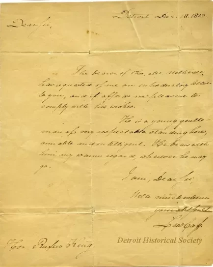 Letter - Letter from Lewis Cass to Rufus King