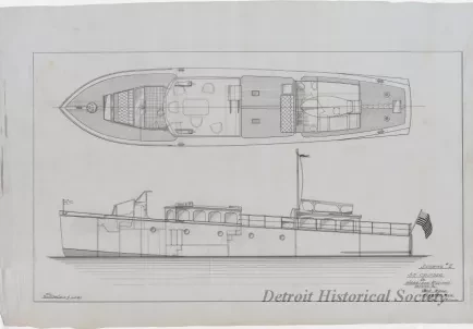 Drawing, Technical - Drawing #2, 55' Cruiser for Harrison Williams, 
Designed by Gar Wood, Algonac, Mich