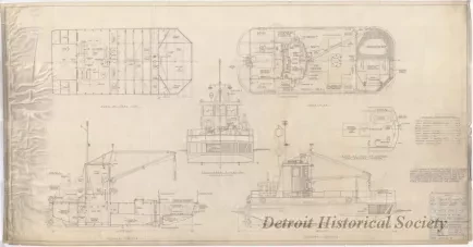 Drawing, Technical - Maryland Port Authority,
Self-Propelled Oil Recovery Barge -
General Arrangement Plans and Elevations
