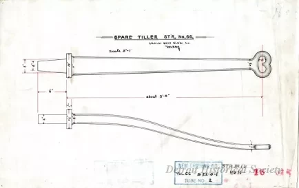 Drawing, Technical - Spare Tiller,
Str. [Steamer] No. 66
