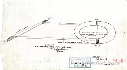 Drawing, Technical - Sketch, Starboard Haws[e] Pipe,
St'r. [Steamer] No. 66
