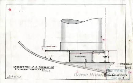 Drawing, Technical - Crossection of B. [Bunker] Foundation,
Str. [Steamer] No. 66