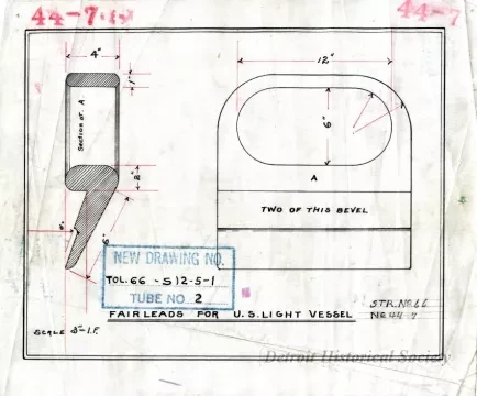 Drawing, Technical - Fair Leads for U. S. Light Vessel,
St'r. [Steamer] No. 66