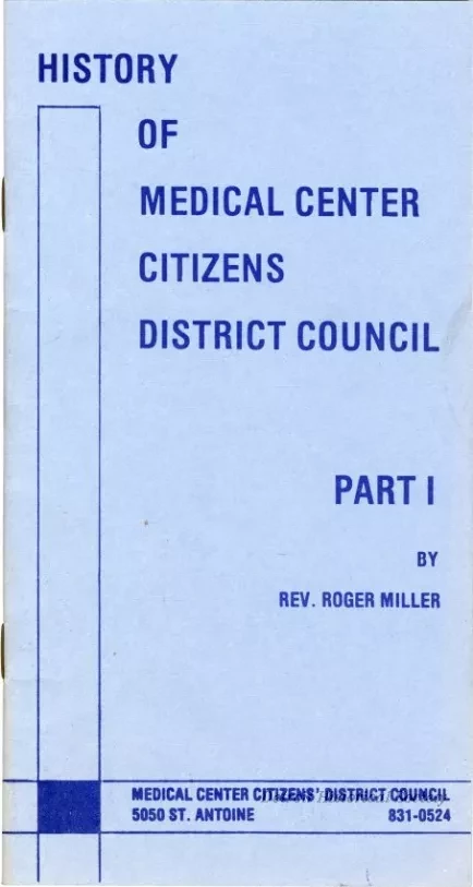Booklet - History of Medical Center Citizens District Council, Part I