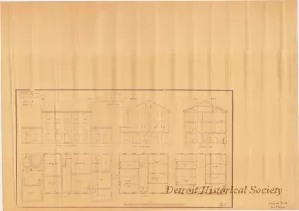 Blueprint - Fort Wayne - Plans, Elevation, and Section of
Offices, Bakery, Guard, Store and Washing Rooms