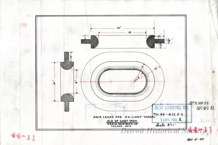 Drawing, Technical - Fair Leads for U. S. Light Vessel,
St'r. [Steamer] No. 66