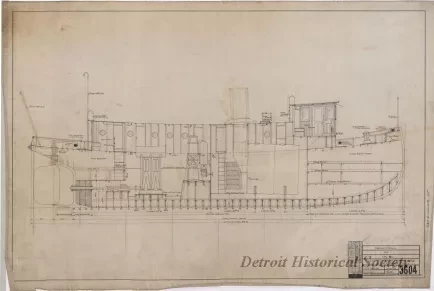 Drawing, Technical - Inboard Profile for Fire Tug
[Hull No. 75]