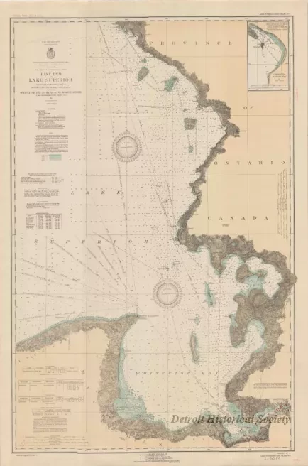 Chart, Navigational - East End of Lake Superior - From Cape Gargantua. Ont., to Mouth of Big Two Hearted River, Mich., Including Whitefish Bay and Head of St. Mary's River