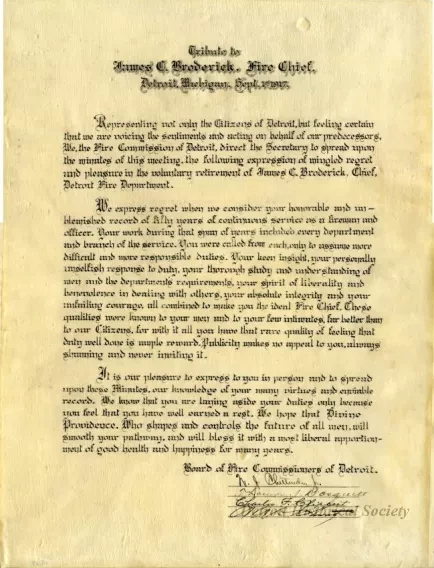 Proclamation - Tribute to James C. Broderick, Fire Chief