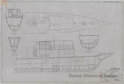 Drawing, Technical - Steamer Margaret,
Longitudinal and Transverse Sections Near Bow
