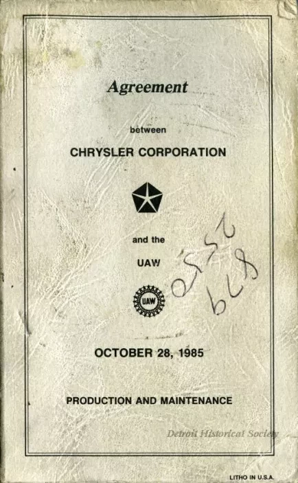 Agreement - Agreement between Chrysler Corporation and the UAW, October 28, 1985, Production and Maintenance