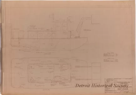 Drawing, Technical - Hull 339, Self-Propelled Drift Collector,
Outboard Profile and General Arrangement