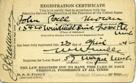 Card, Draft - Registration Certificate