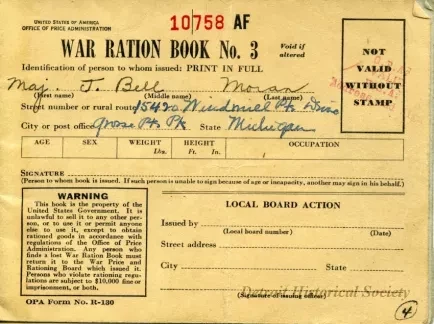 Book, Ration - War Ration Book No. 3
