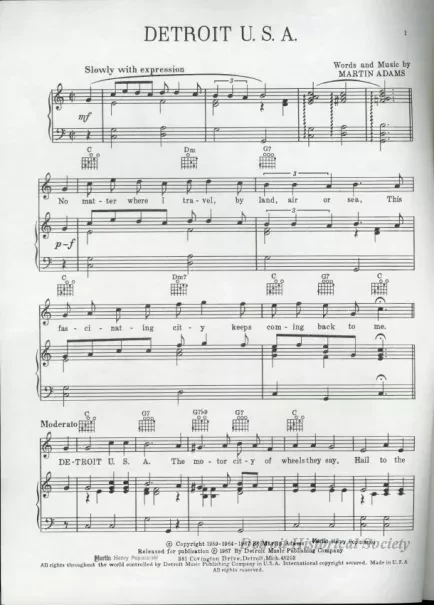Music, Sheet - Detroit U.S.A.
