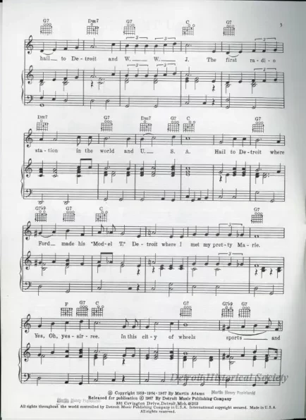 Music, Sheet - Detroit U.S.A.