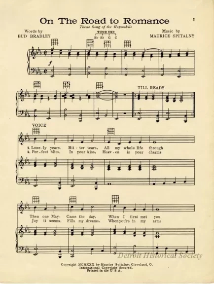 Music, Sheet - On the Road to Romance (Theme Song of the Hupmobile)