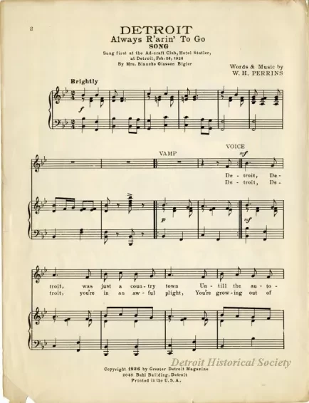 Music, Sheet - Detroit: Always R'arin' To Go