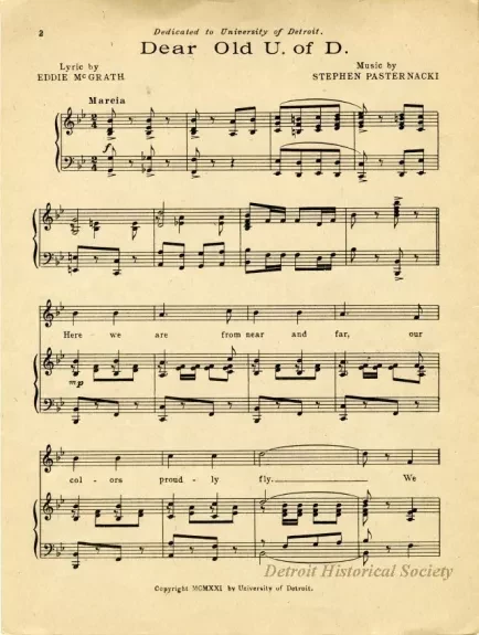 Music, Sheet - Dear Old U of D