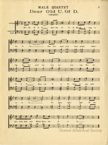 Music, Sheet - Dear Old U of D