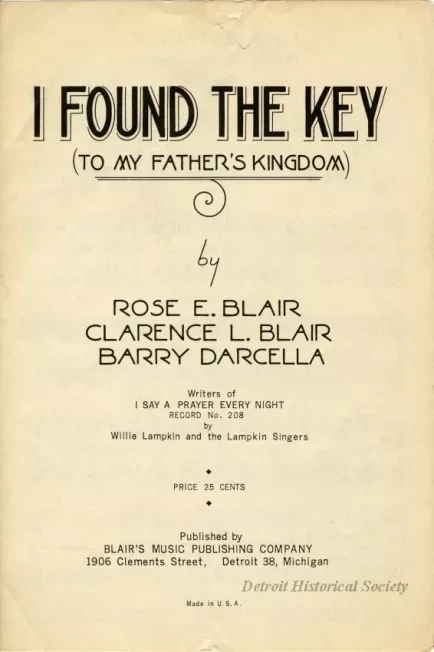 Music, Sheet - I Found the Key (To My Father's Kingdom)