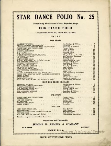 Music, Sheet - The Star Dance Folio No. 25