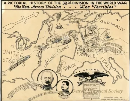 Map - A Pictorial History of the 32nd Division in the World War