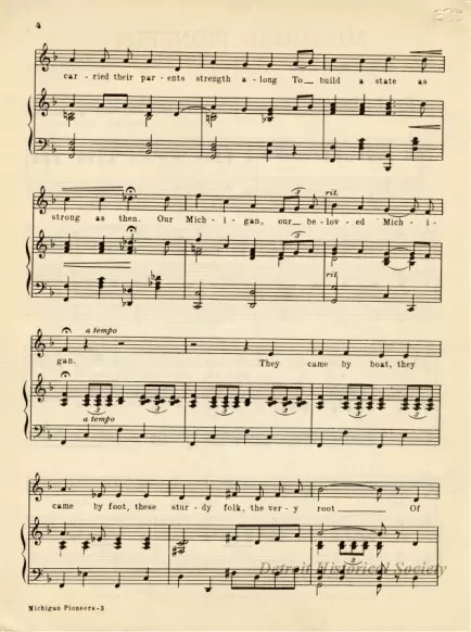 Music, Sheet - Michigan Pioneers