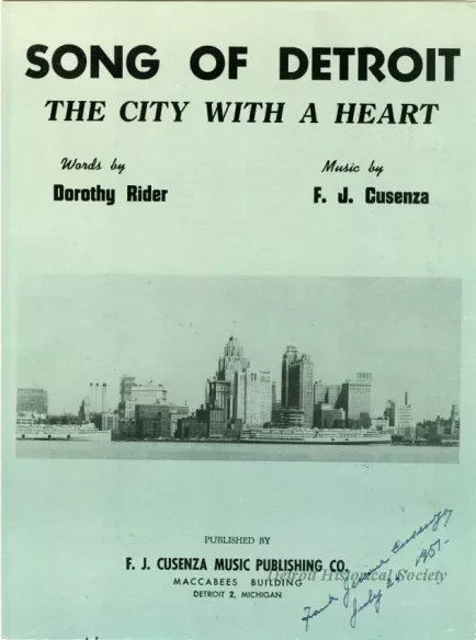 Music, Sheet - Song of Detroit, The City With a Heart