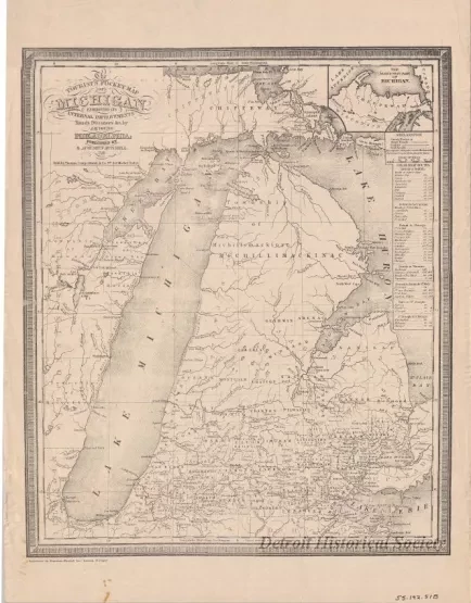 Map - The Tourist's Pocket Map of Michigan Exhibiting Its Internal Improvements