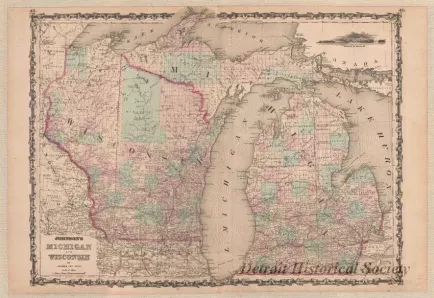 Map - Johnson's Michigan and Wisconsin by Johnson and Ward
