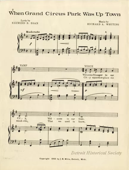 Music, Sheet - When Grand Circus Park Was Uptown