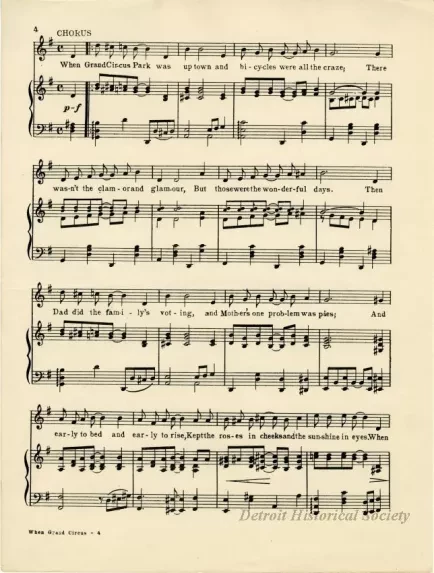 Music, Sheet - When Grand Circus Park Was Uptown