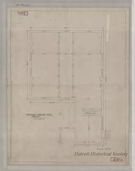 Drawing, Architectural - Basement - Officers Qtrs., No. 110