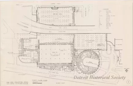 Drawing, Architectural - First Floor Plan,
Cobo Hall - Convention Arena, 
Civic Center - City of Detroit, Michigan.