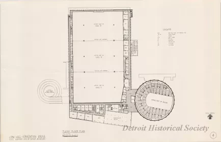 Drawing, Architectural - Third Floor Plan,
Cobo Hall - Convention Arena, 
Civic Center - City of Detroit, Michigan.