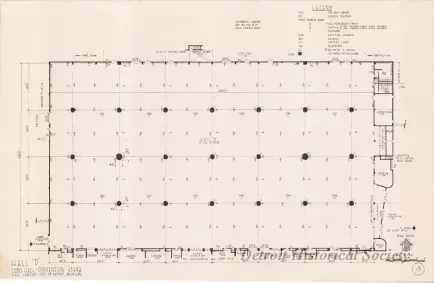 Drawing, Architectural - Hall D, 
Cobo Hall - Convention Arena, 
Civic Center - City of Detroit, Michigan