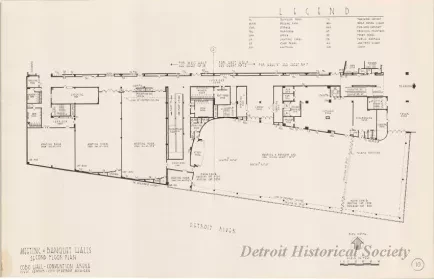 Drawing, Architectural - Meeting & Banquet Halls, 
Second Floor Plan, 
Cobo Hall - Convention Arena, 
Civic Center - City of Detroit, Michigan