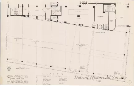 Drawing, Architectural - Meeting & Banquet Halls, 
Second Floor Plan, 
Cobo Hall - Convention Arena, 
Civic Center - City of Detroit, Michigan
