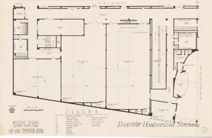 Drawing, Architectural - Meeting & Banquet Halls, 
Second Floor Plan, 
Cobo Hall - Convention Arena, 
Civic Center - City of Detroit, Michigan
